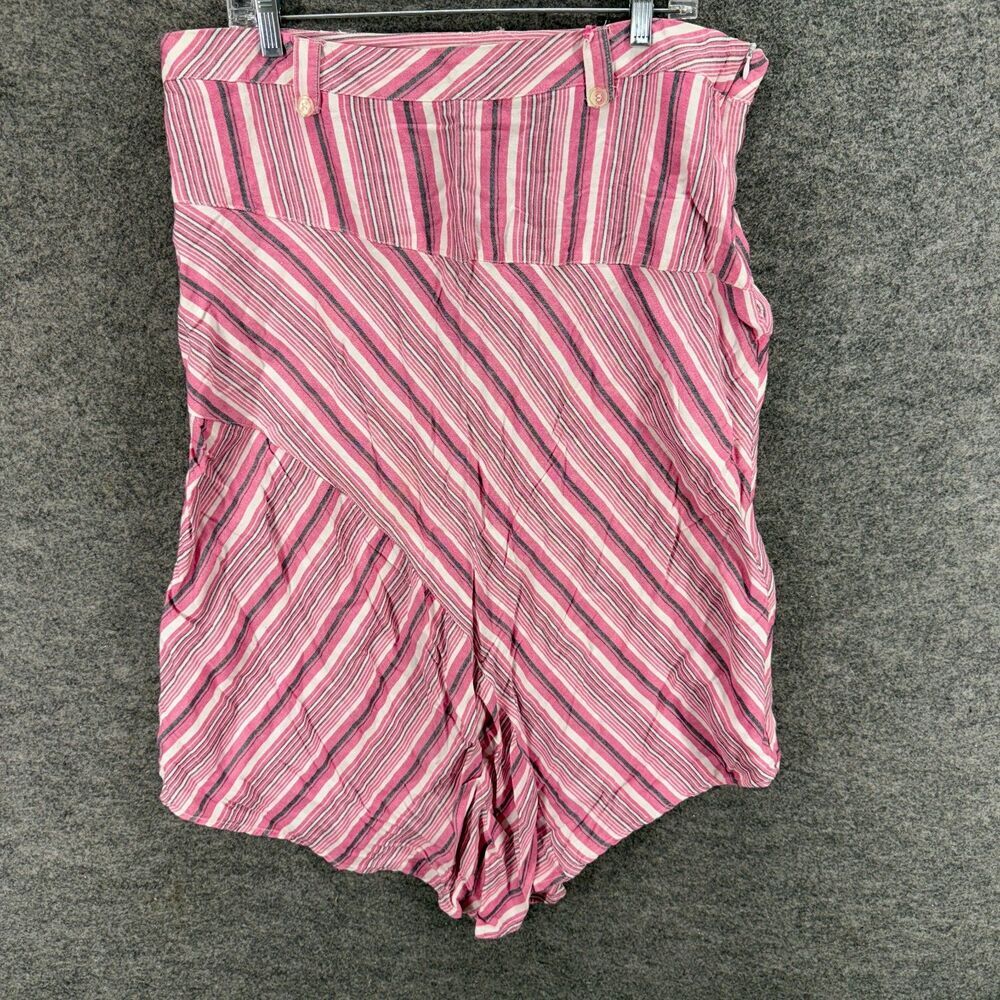 Sherry Taylor Skirt Women 1X Plus Pink Striped A-Line Midi Lined Rayon Zipper